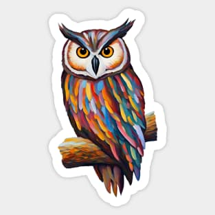 Colorful owl oilpainting Sticker